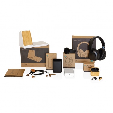 Logotrade promotional giveaway picture of: Bamboo TWS earbuds with RCS recycled plastic