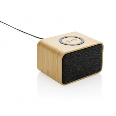 Logo trade advertising products picture of: RCS Rplastic 3W speaker with bamboo 5W wireless