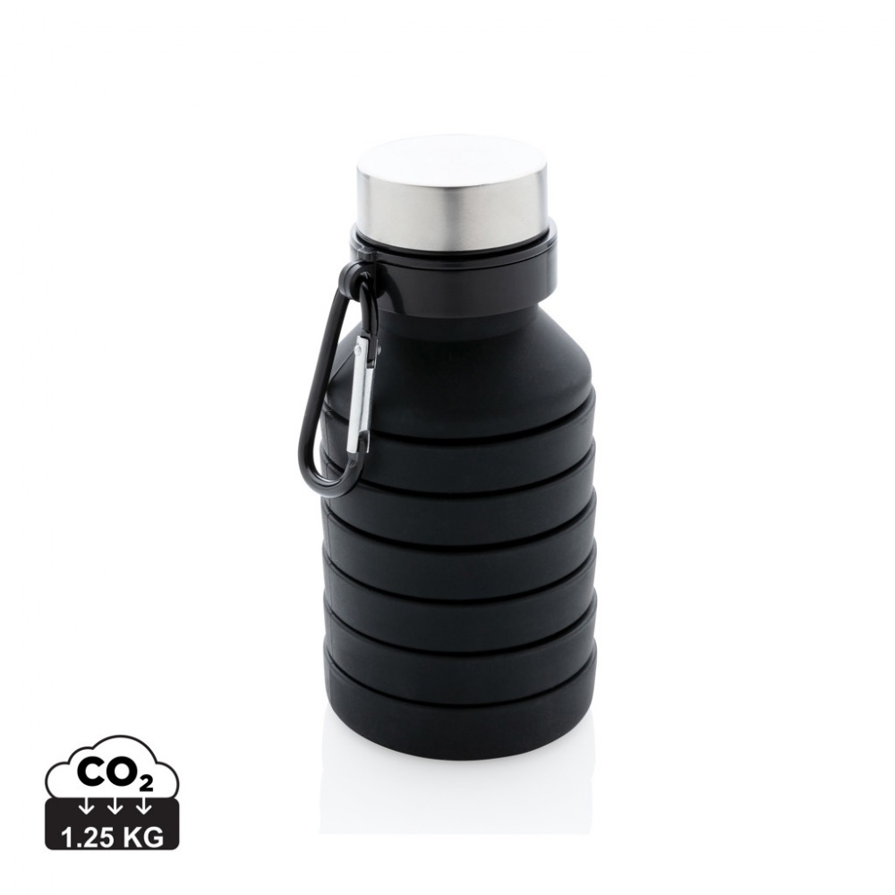 Logo trade promotional merchandise picture of: Leakproof collapsible silicone bottle with lid