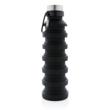Logo trade business gifts image of: Leakproof collapsible silicone bottle with lid