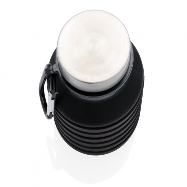 Logo trade promotional merchandise image of: Leakproof collapsible silicone bottle with lid