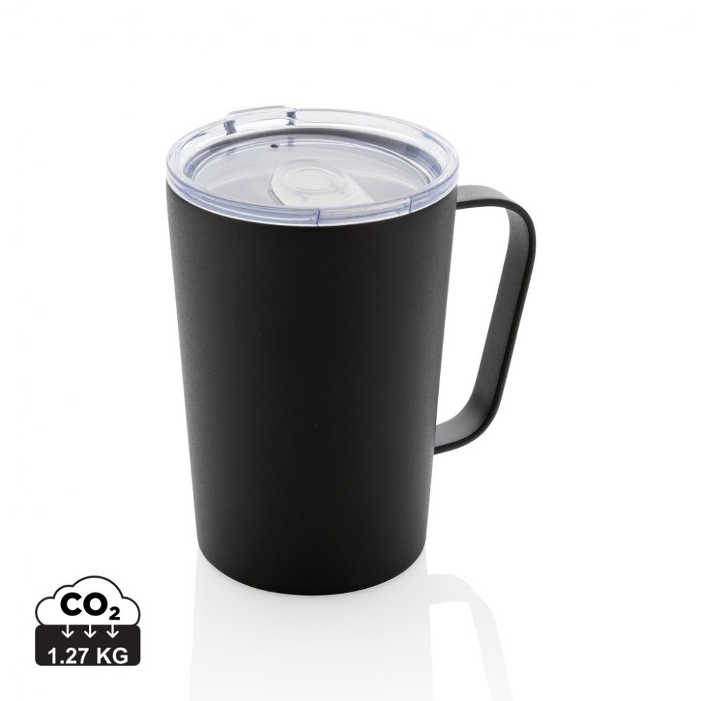 Logo trade promotional gifts picture of: RCS Recycled stainless steel modern vacuum mug with lid