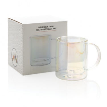 Logo trade promotional giveaway photo of: Deluxe double wall electroplated glass mug