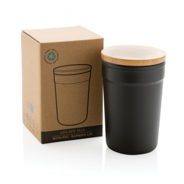 Logo trade advertising product photo of: GRS certified recycled PP mug with bamboo lid
