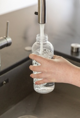 Logo trade promotional item photo of: Leakproof water bottle with metallic lid