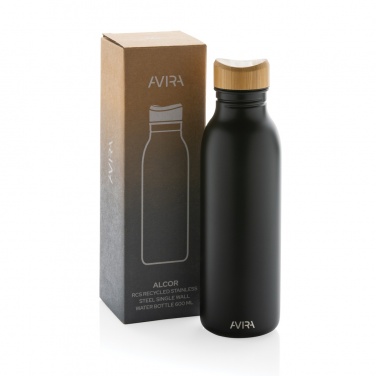 Logo trade advertising product photo of: Avira Alcor RCS Re-steel single wall water bottle 600 ML
