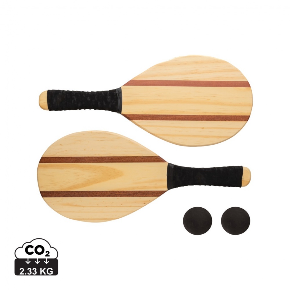 Logo trade promotional giveaways picture of: Wooden frescobol tennis set