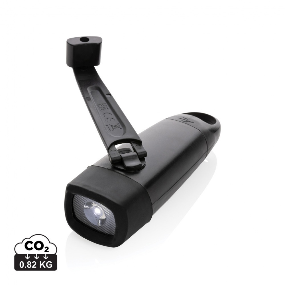 Logo trade promotional giveaways image of: Lightwave RCS rplastic USB-rechargeable torch with crank