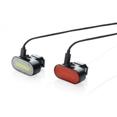 Logotrade promotional giveaway image of: Lumino RCS recycled plastic USB re-chargeable bike light set