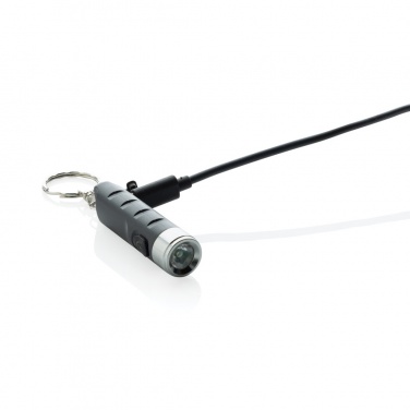 Logo trade promotional merchandise photo of: Globix RCS recycled plastic USB re-chargeable keychain torch