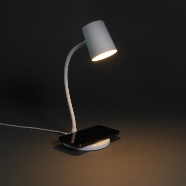 Logotrade promotional item picture of: Zenara RCS recycled plastic and cork 15W wireless desk lamp