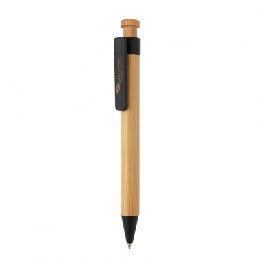 Logo trade advertising product photo of: Bamboo pen with wheatstraw clip