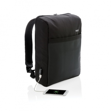 Logo trade promotional gifts picture of: Swiss Peak 15" anti-theft RFID & USB backpack PVC free