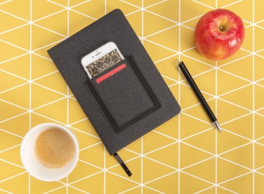 Logo trade promotional giveaways picture of: Deluxe A5 Notebook with phone pocket