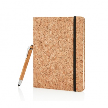 Logo trade business gift photo of: A5 notebook with bamboo pen including stylus