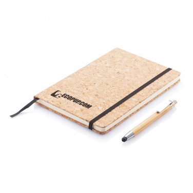 Logotrade promotional gift image of: A5 notebook with bamboo pen including stylus