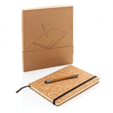 Logo trade promotional products image of: A5 notebook with bamboo pen including stylus