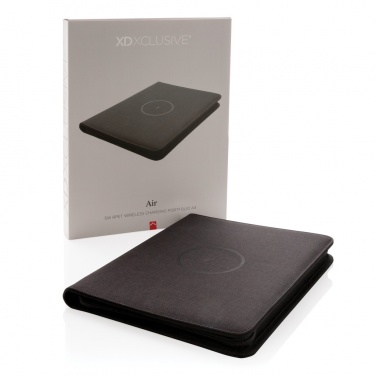 Logo trade promotional items picture of: Air 5W wireless charging portfolio A4 w/ 5000 mAh powerbank