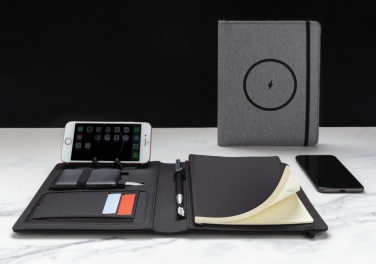 Logotrade promotional giveaway image of: Air 5W wireless charging notebook with 5000mAh powerbank