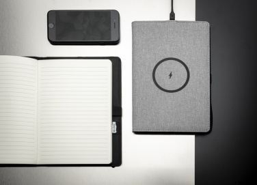 Logo trade promotional merchandise photo of: Air 5W wireless charging refillable journal cover A5