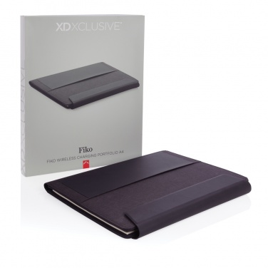 Logotrade promotional item image of: Fiko 5W wireless charging portfolio A4 with powerbank