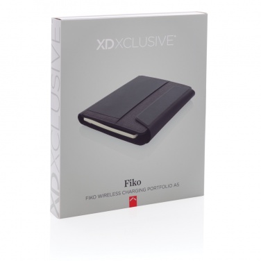 Logo trade promotional products image of: Fiko wireless charging A5 portfolio with powerbank