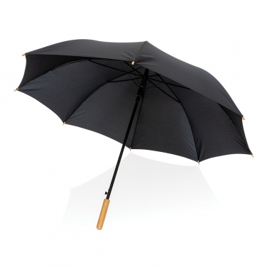 Logo trade promotional gifts image of: 27" Impact AWARE™ RPET 190T auto open bamboo umbrella