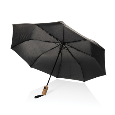 Logotrade promotional gift image of: Kaycey 21" AWARE™ RPET Acacia wood mini auto open umbrella
