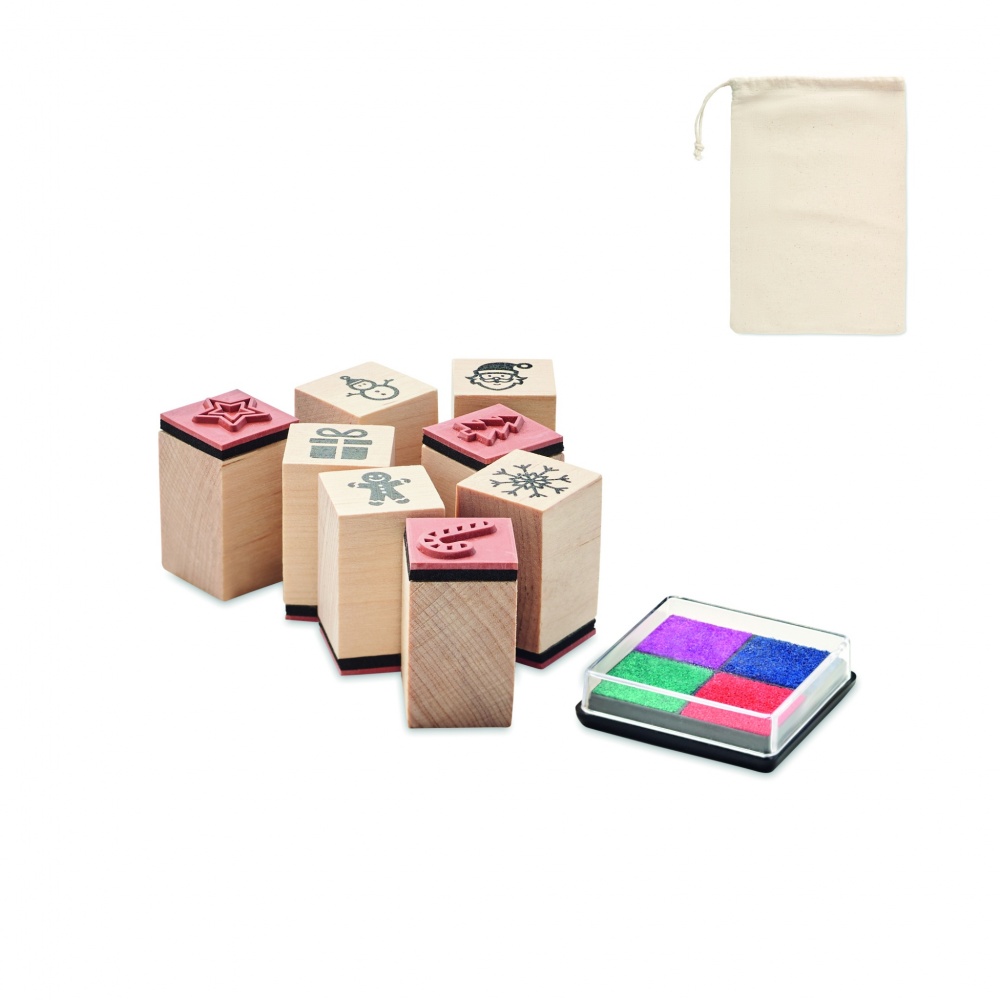 Logotrade promotional item picture of: 8 wooden Christmas stamps set