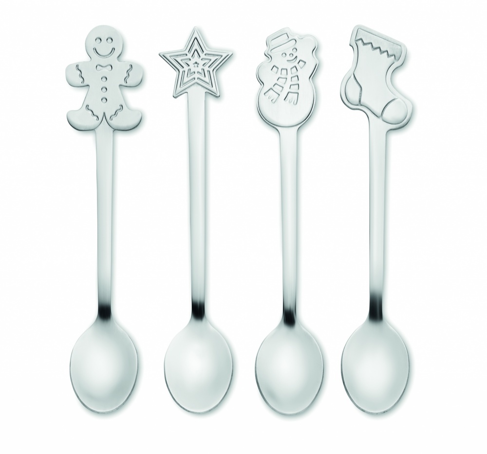 Logo trade promotional items image of: Set of 4 Christmas tea spoon