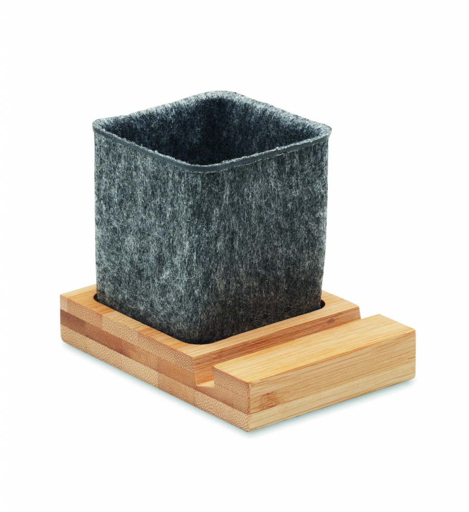 Logo trade promotional products image of: RPET felt pen pot phone stand