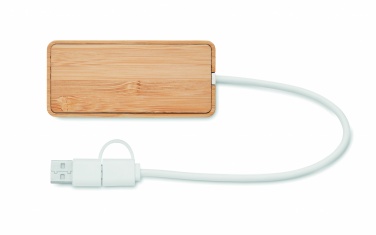 Logo trade advertising products picture of: Bamboo USB 3 ports hub