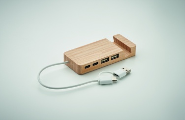 Logotrade promotional gifts photo of: Bamboo USB 4 ports hub