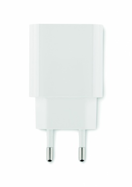 Logo trade promotional merchandise picture of: 20W 2 port USB charger EU plug