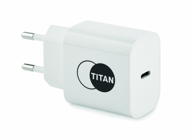 Logotrade advertising products photo of: 20W 2 port USB charger EU plug