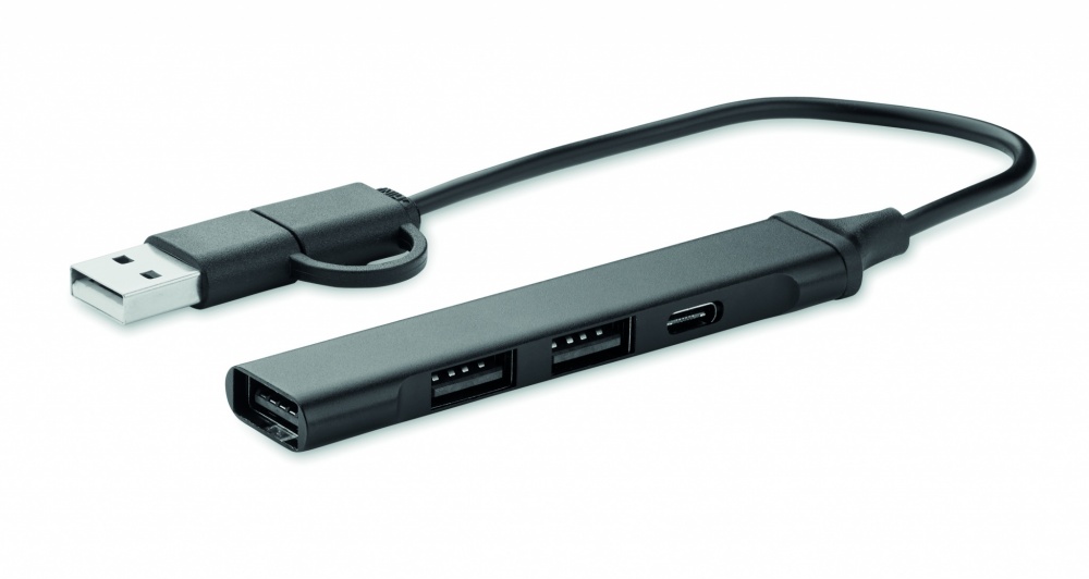 Logo trade business gifts image of: USB 4 port hub 19 cm
