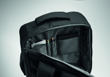 Logo trade corporate gifts image of: A safe 15-inch laptop backpack made of 300D RPET with a 210D RPET lining and customizable printing.