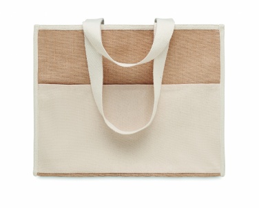 Logo trade promotional giveaways image of: Jute and canvas cooler bag
