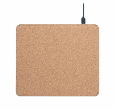 Logo trade promotional merchandise picture of: Cork mouse mat charger 15W