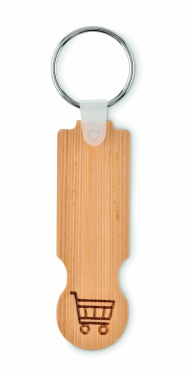 Logotrade promotional gifts photo of: Bamboo euro token key ring Rauma