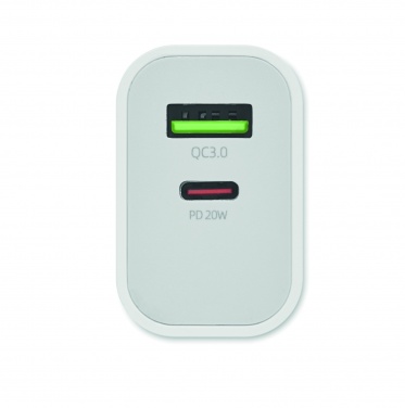 Logotrade promotional item image of: 18W 2 port USB charger EU plug