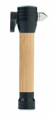 Logo trade corporate gifts image of: 3-in-1 bamboo flashlight with an emergency hammer and seatbelt cutter