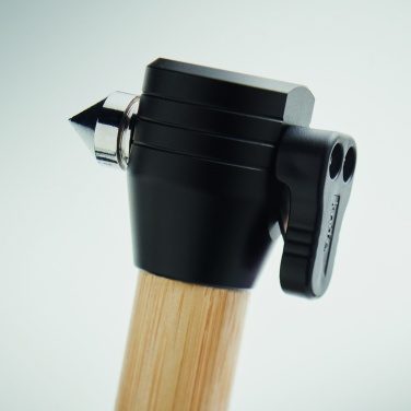 Logo trade business gifts image of: 3-in-1 bamboo flashlight with an emergency hammer and seatbelt cutter