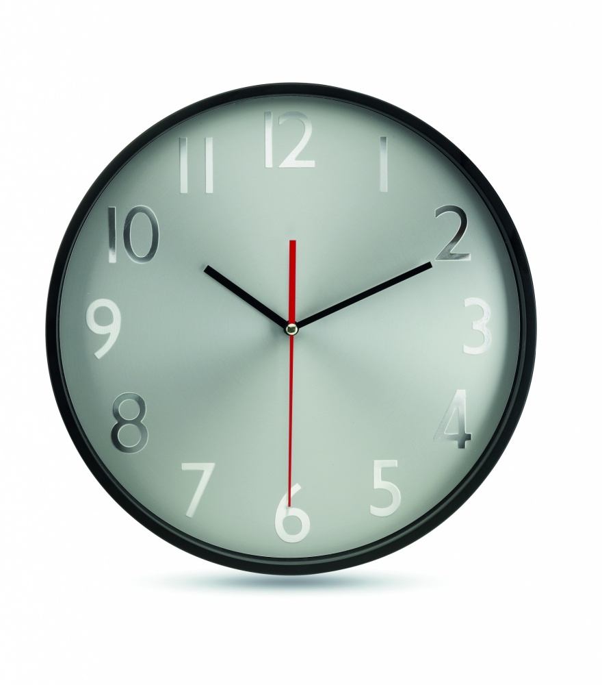 Logo trade corporate gifts image of: Wall clock w silver background