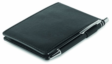 Logo trade promotional giveaway photo of: A7 notepad in PU pouch w/pen