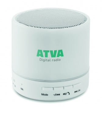 Logo trade advertising product photo of: Round wireless speaker LED