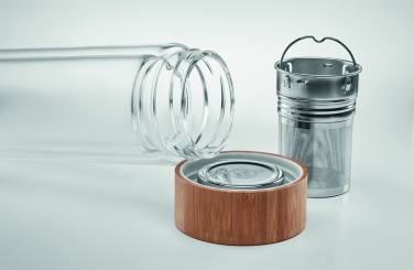 Logo trade business gifts image of: Double wall glass bottle 400ml München