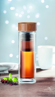 Logo trade business gift photo of: Double wall glass bottle 400ml München