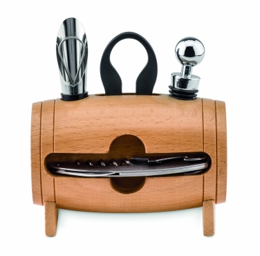 Logotrade promotional giveaway image of: 4 pcs wine set in wooden stand