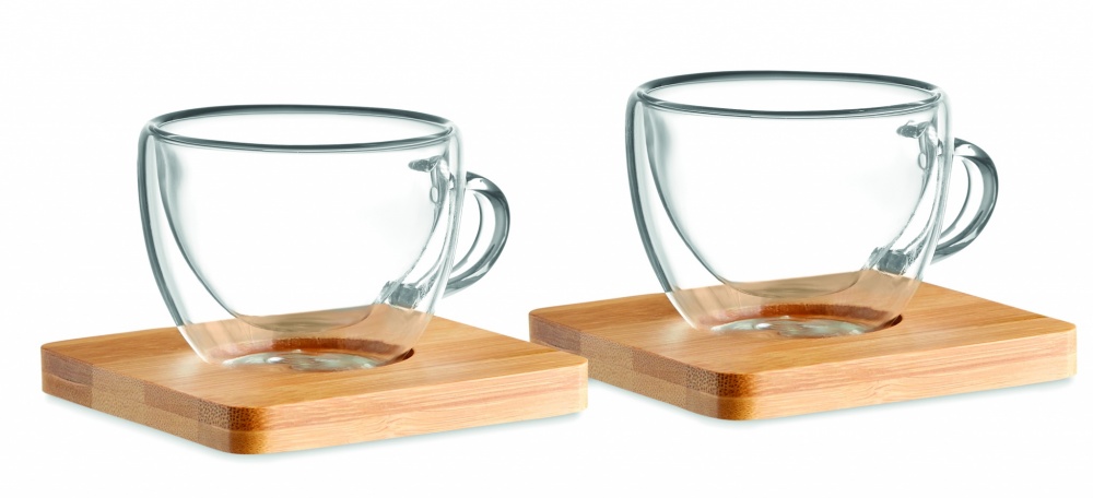 Logo trade promotional gifts picture of: Set of 2 double wall espresso